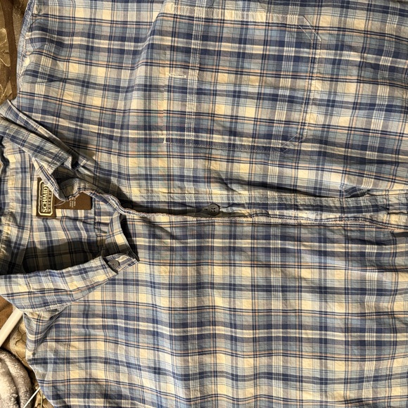 Casual Men's Plaid Shirt in Blue and Beige - Picture 1 of 3
